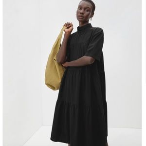 Everlane Black Mockneck Tiered midi Dress